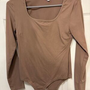 Pink Lily Taupe Long Sleeve Bodysuit